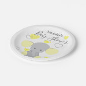 Geel Olifant Jongen Meisje Baby shower Party Papieren Bordje (Gekanteld)