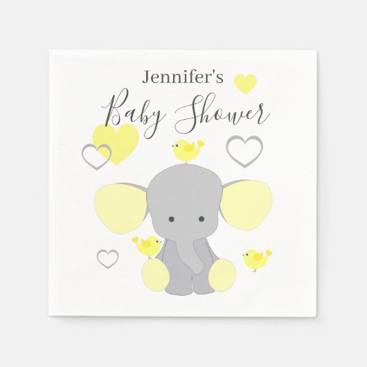 Geel Olifant Jongen Meisje Baby shower Party Servet (Voorkant)