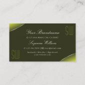 Geel Olijf Groen met Zilveren Grens en Monogram Visitekaartje (Achterkant)