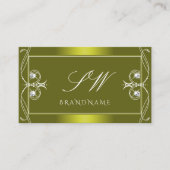  Geel Olijf Sparkling Diamonds Initialen Visitekaartje (Voorkant)