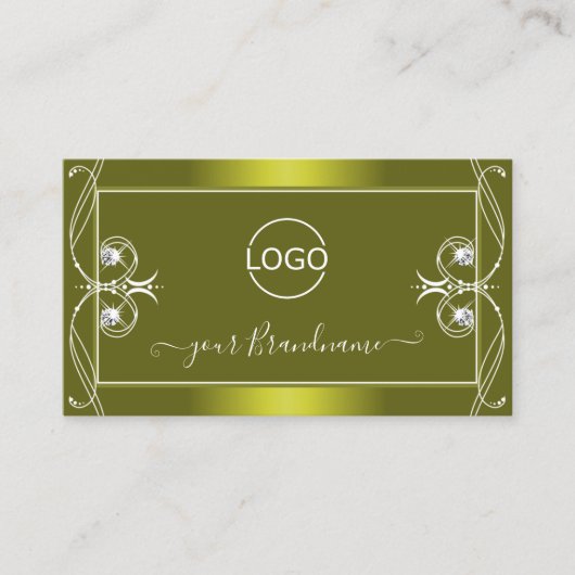 Geel Olijf Sparkling Diamonds met Logo Visitekaartje (Voorkant)