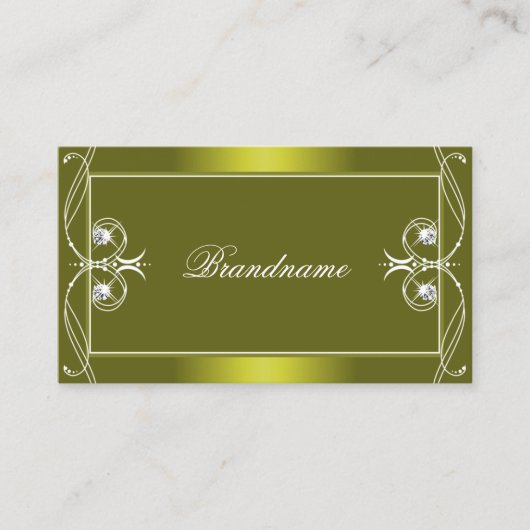  Geel Olijf Sparkling Diamonds Ornamenten Visitekaartje (Voorkant)