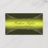 Geel Olijfgroen met Chic Silver Border Elegant Visitekaartje (Voorkant)