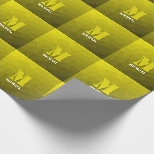 Geel ombre geometrisch mesh patroon Monogram Cadeaupapier (Hoek)