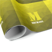 Geel ombre geometrisch mesh patroon Monogram Cadeaupapier (Rol Hoek)