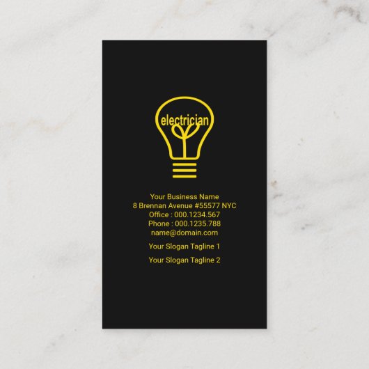 Geel omlaag Licht Elektrisch Geel Licht Bulk Visitekaartje (Achterkant)