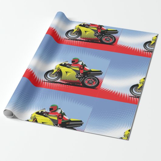 Geel omlooppapier voor motorfietsen cadeaupapier (Uitgerold)