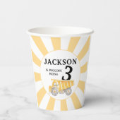 Geel onder bouw jongen verjaardag papieren bekers (Achterkant)