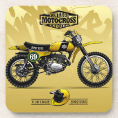 Geel Onderzetter | Set Onderzetter van Motocross (Voorkant)