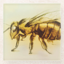 Geel Onderzetter van Bee Fine Glass, realistische 