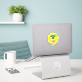 Geel One-Eyed Girl Monster 4 x 4 Sticker (Laptop op bureau)