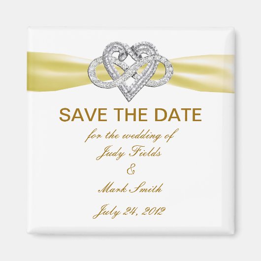 Geel Oneindig Hart Save The Date Magneet (Voorkant)