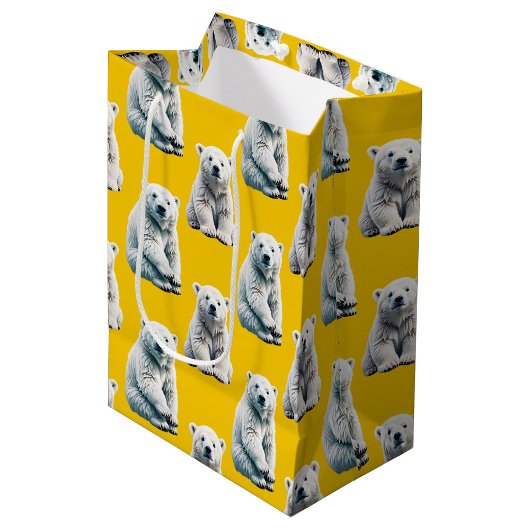 Geel ontwerp met ijsbeerpatroon medium cadeauzakje