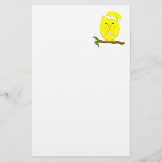 Geel ontwerp van de nacht uil briefpapier (Voorkant)
