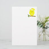 Geel ontwerp van de nacht uil briefpapier (Staand voorkant)