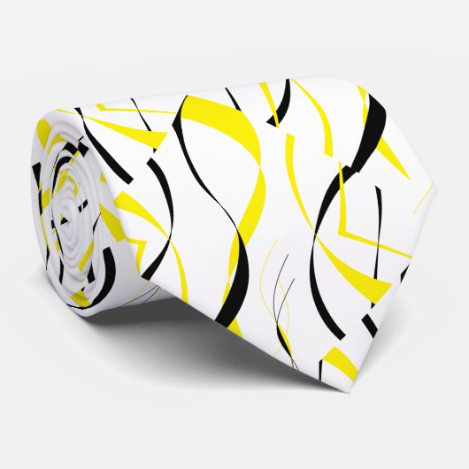 Geel ontwerp voor zwarte streep stropdas (Opgerold)