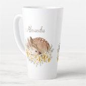 Geel Onze lieve Deer, Zonnebloemen Daisies Latte Mok (Linkerhoek)