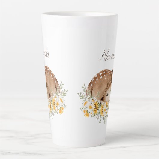 Geel Onze lieve Deer, Zonnebloemen Daisies Latte Mok (Voorkant)