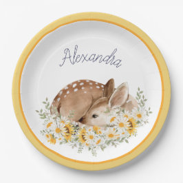 Geel Onze lieve Deer, Zonnebloemen Daisies Papieren Bordje