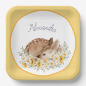 Geel Onze lieve Deer, Zonnebloemen Daisies Papieren Bordje (Voorkant)