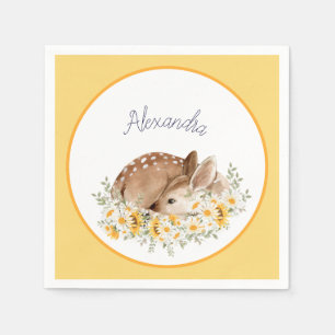 Geel Onze lieve Deer, Zonnebloemen Daisies Servet