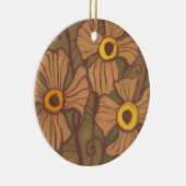 Geel-oogbloemen, bloemkunst, olijfgroen bruin keramisch ornament (Rechts)