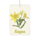 Geel Oosterse Lelie Botanische Kunst Gepersonalise Luchtverfrisser (Voorkant)