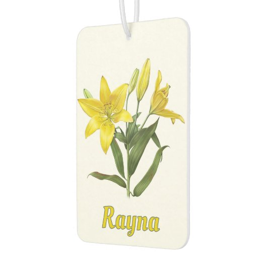 Geel Oosterse Lelie Botanische Kunst Gepersonalise Luchtverfrisser (Links)