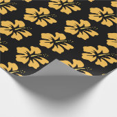 Geel op Black Hibiscus Cadeaupapier (Hoek)
