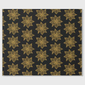 Geel op Black Sketchy Flowers Cadeaupapier (Vlak)