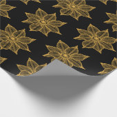 Geel op Black Sketchy Flowers Cadeaupapier (Hoek)