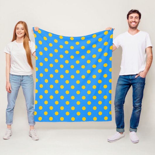 Geel Op Blauwe Stippen Patroonontwerp Fleece Deken
