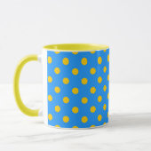 Geel Op Blauwe Stippen Patroonontwerp Mok (Links)