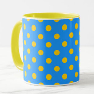 Geel Op Blauwe Stippen Patroonontwerp Mok