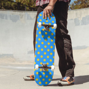 Geel Op Blauwe Stippen Patroonontwerp Persoonlijk Skateboard