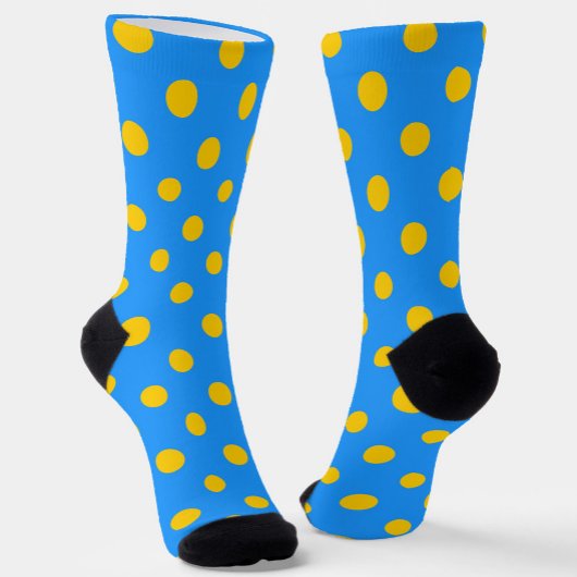 Geel Op Blauwe Stippen Patroonontwerp Sokken