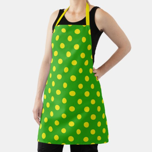Geel Op Groen Stippen Patroon Ontwerp Schort