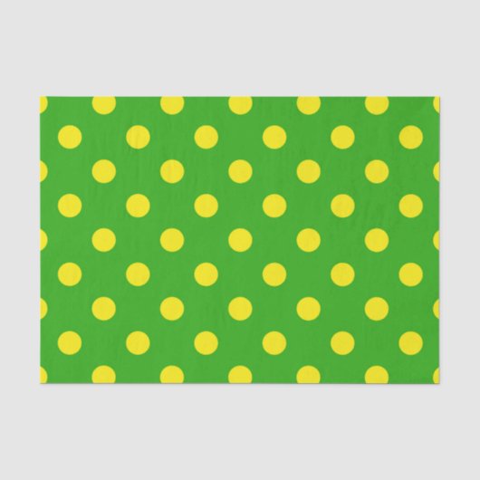 Geel op groene polka stippen patroonontwerp tissuepapier (Voorkant)