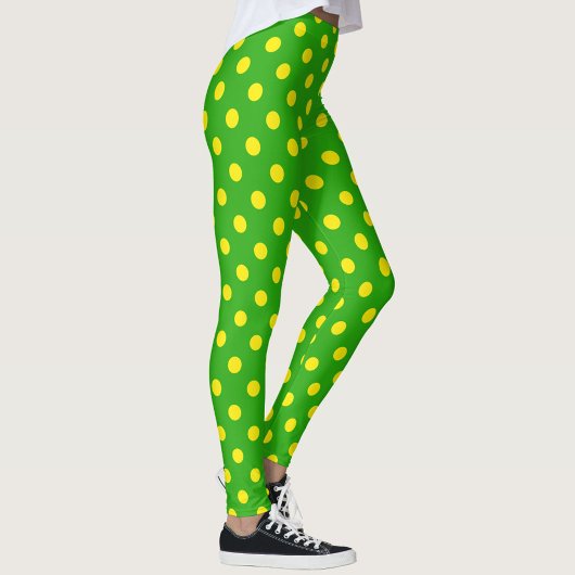 Geel op groene stippen patroonontwerp leggings