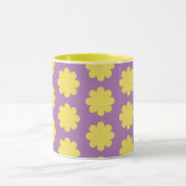 Geel op Lavendel Retro Flower Art Mok Cup (Midden)