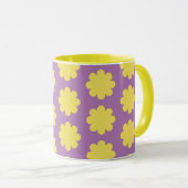 Geel op Lavendel Retro Flower Art Mok Cup (Voorkant rechts)