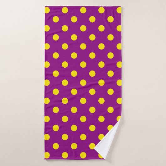 Geel op Paarse stippen Patroonontwerp Badhanddoek (Badhanddoek)