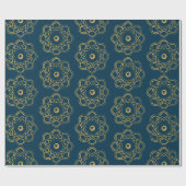 Geel op Pruissiaanse blauwe Atom Symbolen Cadeaupapier (Vlak)