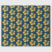 Geel op Pruissiaanse Blauwe Hibiscus Cadeaupapier (Vlak)