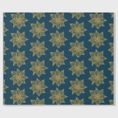 Geel op Pruissiaanse blauwe ketchy Flowers Cadeaupapier (Vlak)