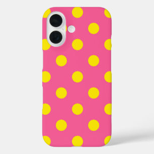 Geel op roze stippen Patroonontwerp iPhone 16 Hoesje