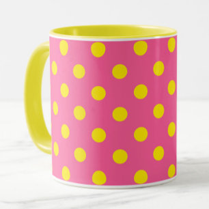 Geel op roze stippen Patroonontwerp Mok