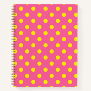 Geel op roze stippen Patroonontwerp Notitieboek