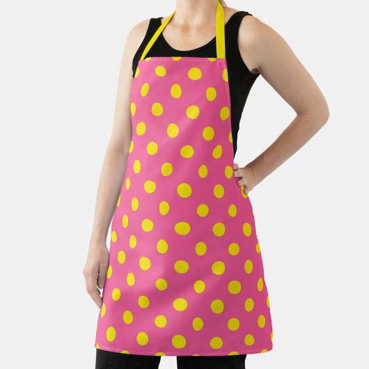 Geel op roze stippen Patroonontwerp Schort