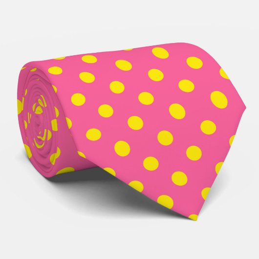 Geel op roze stippen Patroonontwerp Stropdas